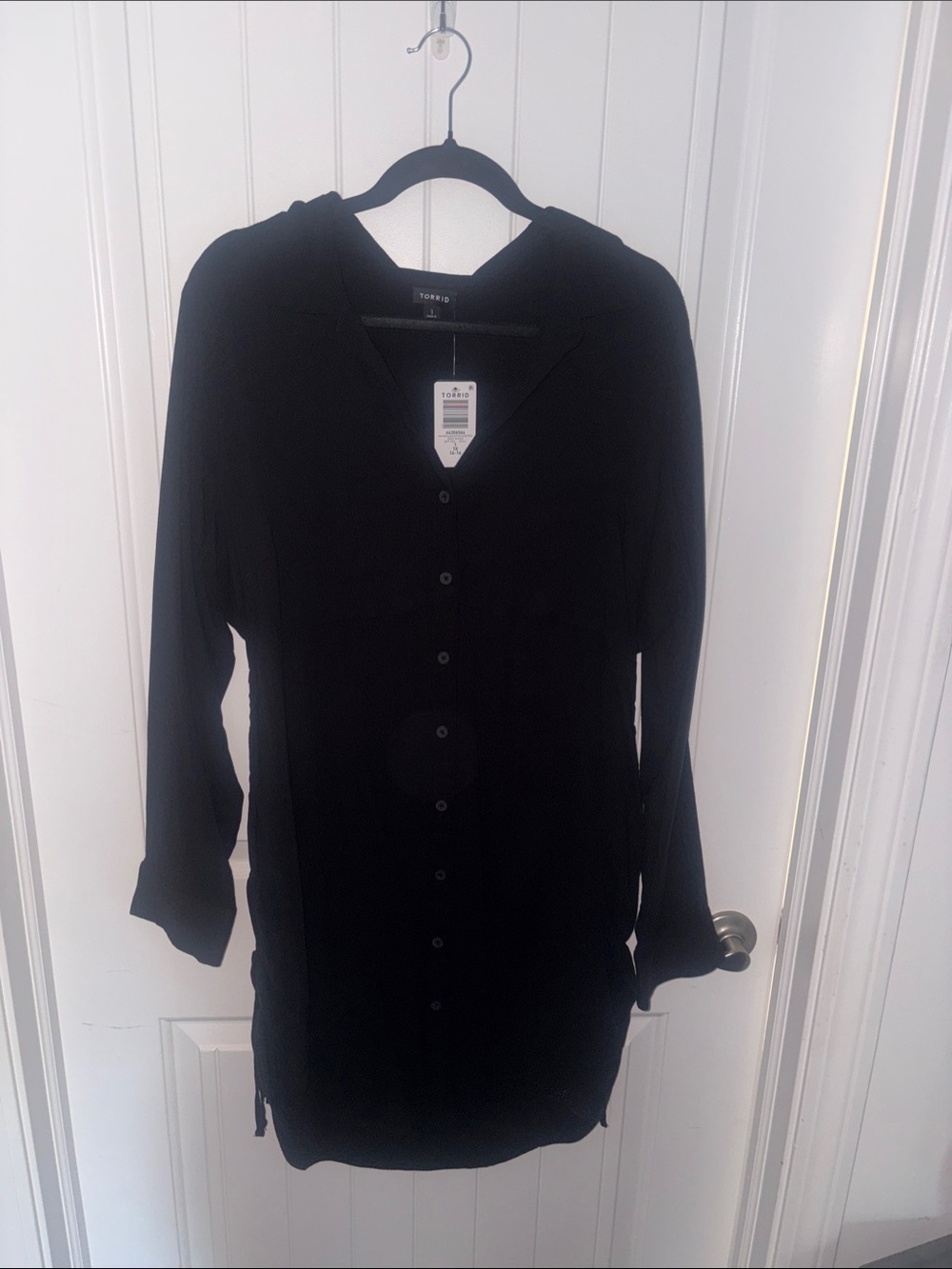 torrid Black Long-Sleeve Button Shirt Dress